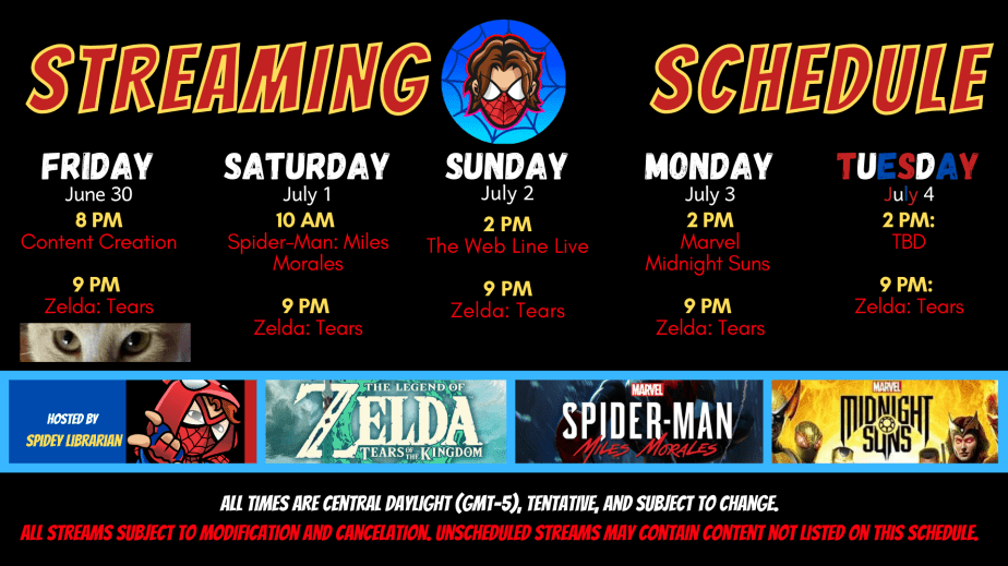I’m on Vacation! Here’s My Streaming&nbsp;Schedule.